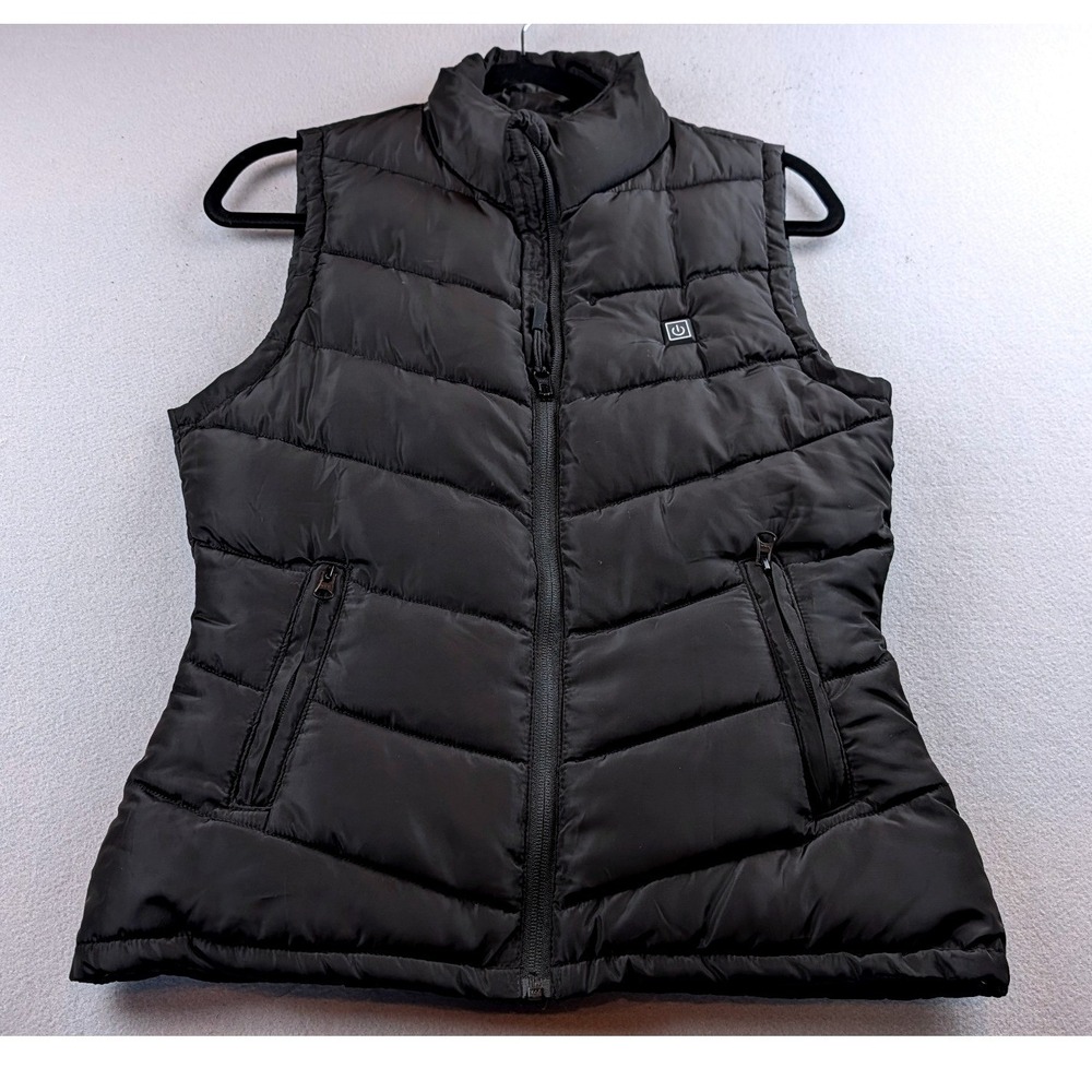 Womens Electric Heated Puffer Vest Black USB Powered Quilted Sleeveless Jacket